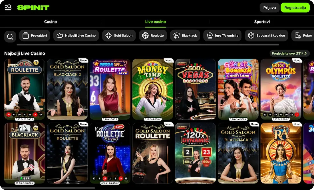 spinit casino igre uživo