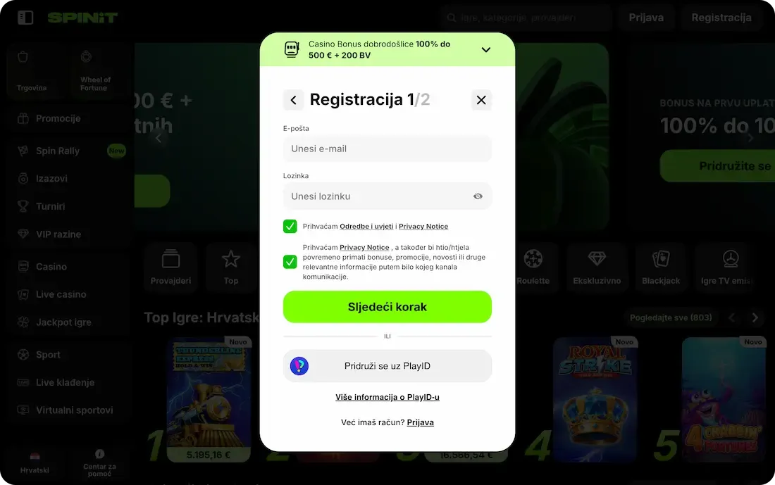 spinit casino registracija